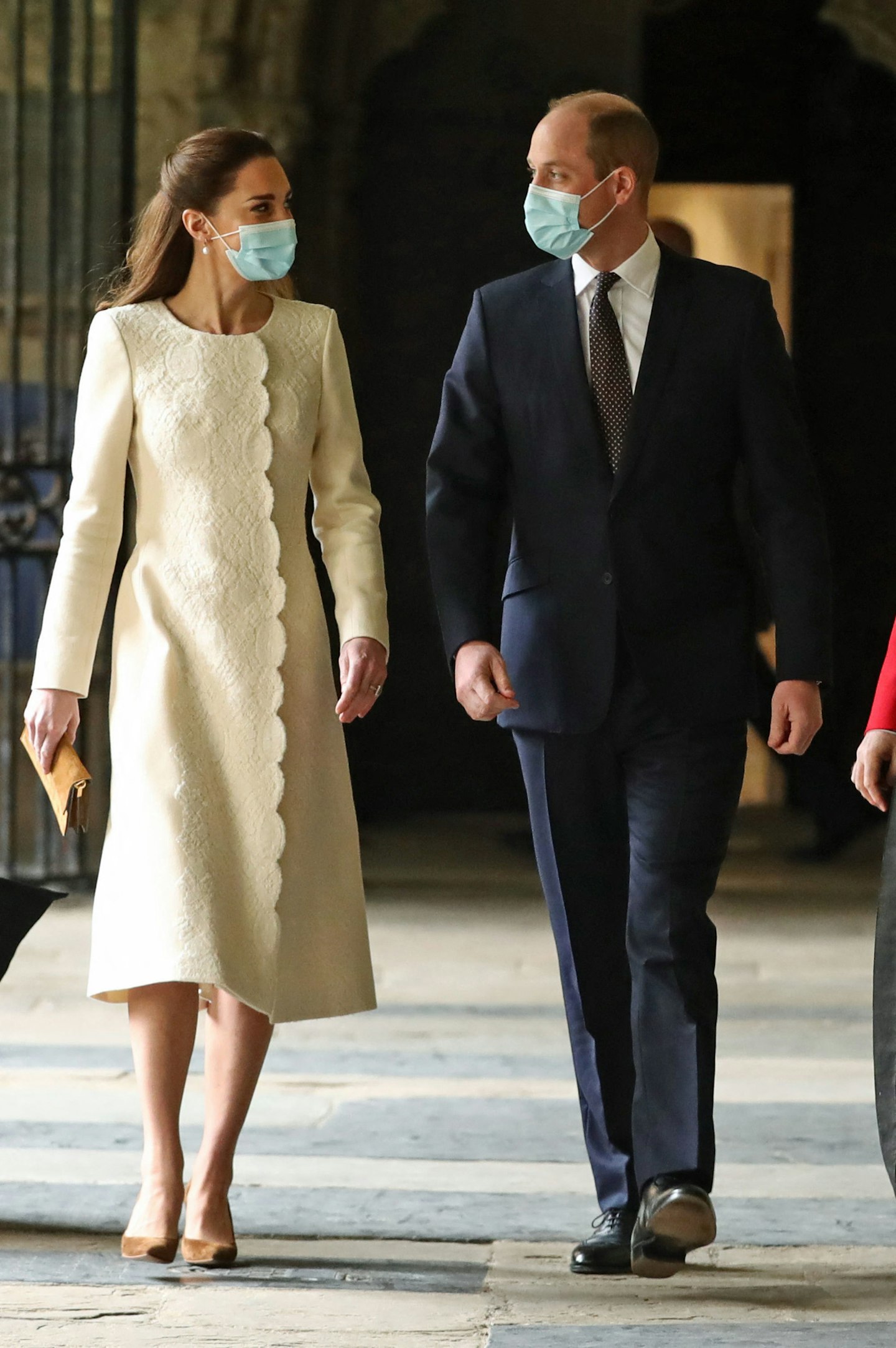 Kate Middleton wearing a cream coat from Catherine Walker 