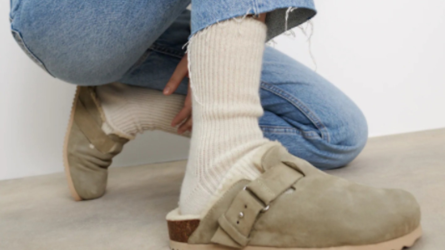 Shearling clogs zara Clearance