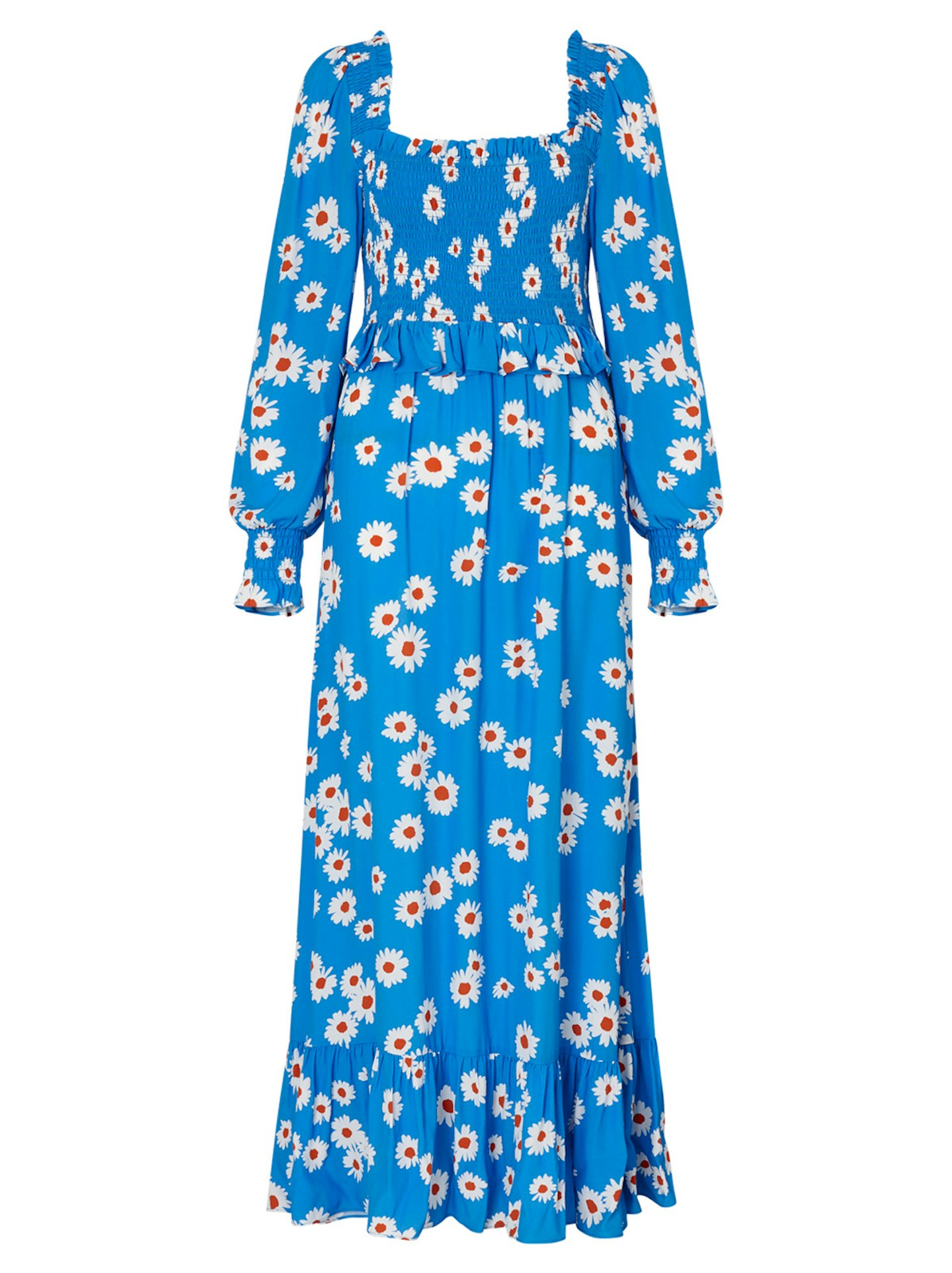 Kitri, Lauren Blue Daisy Shirred Dress, £165