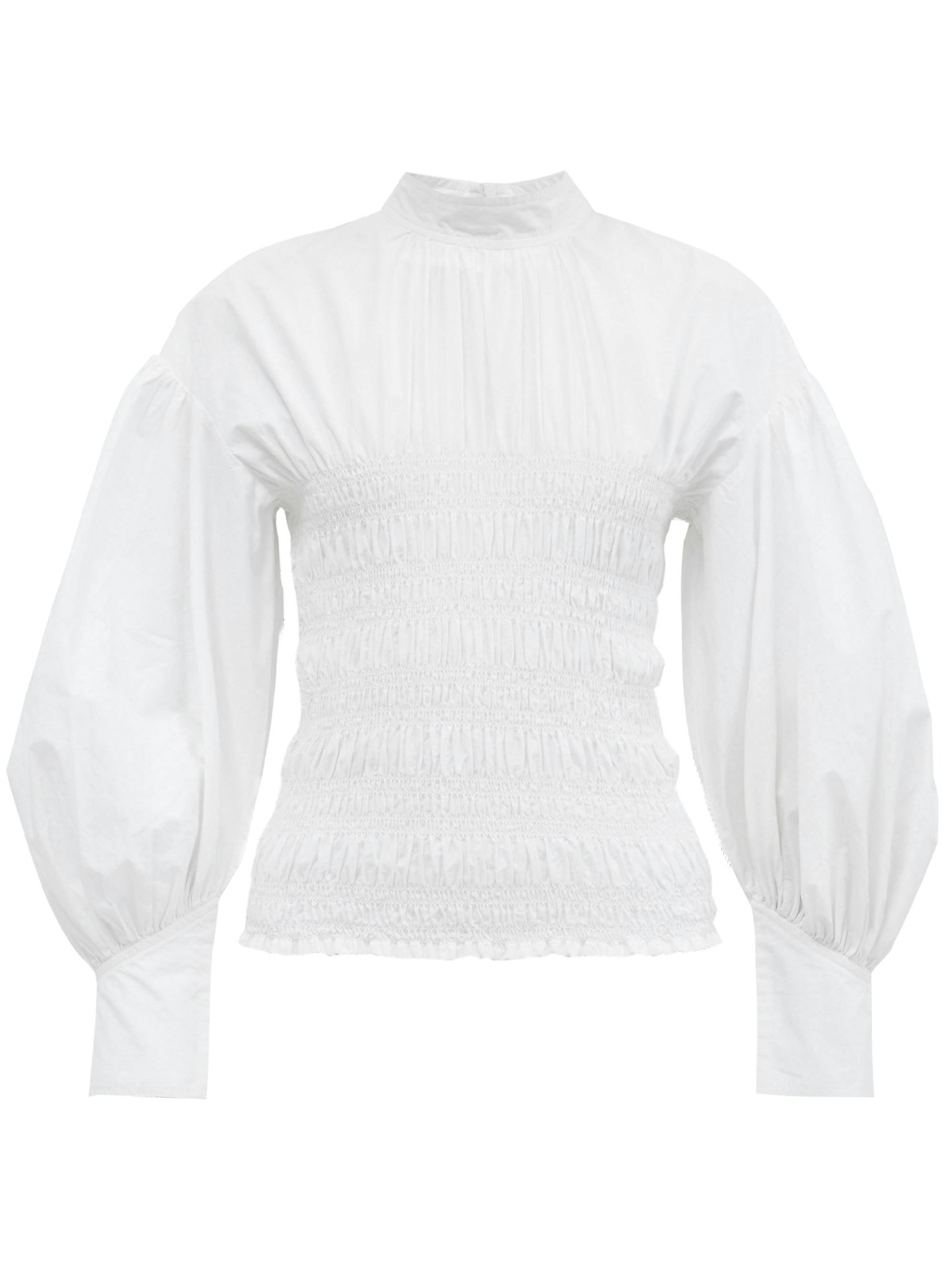 Ganni, Shirred Cotton-Poplin Blouse, £145