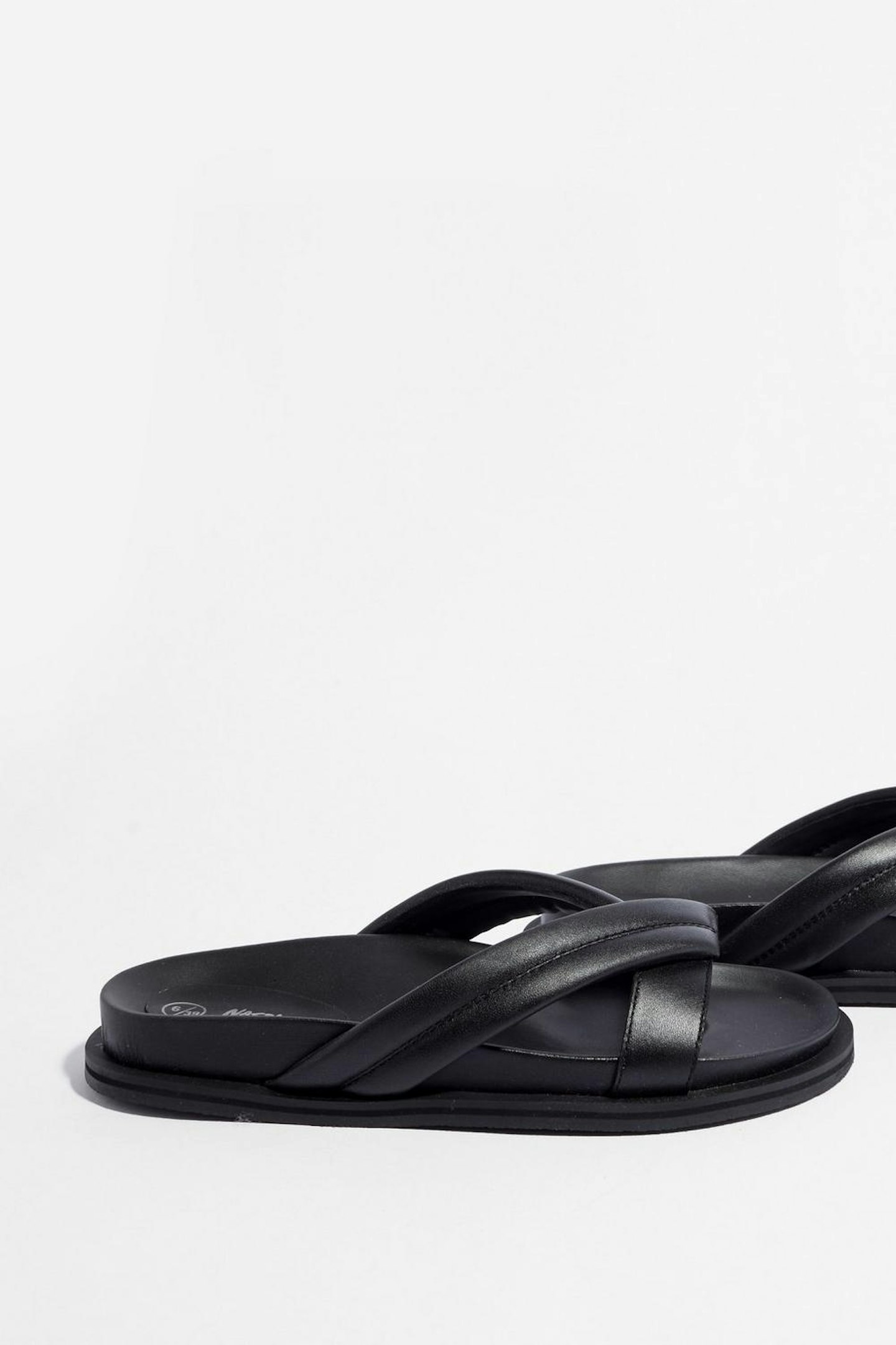 Nasty Gal Leather Crossover Strap Sliders