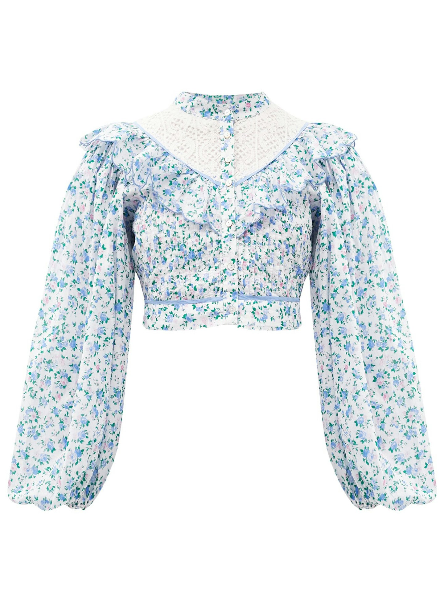 LoveShackFancy, Egan Floral-Print Cotton-Poplin Cropped Top, £270
