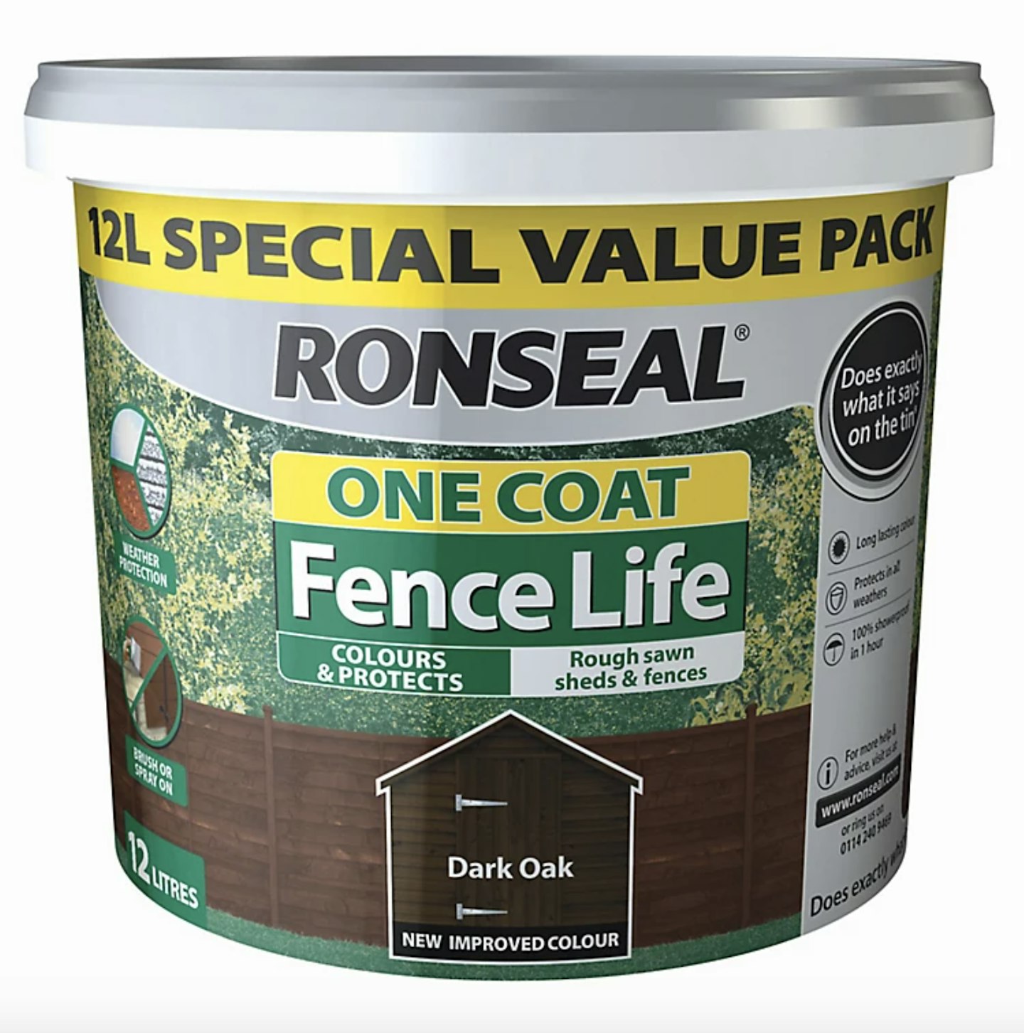 Ronseal One coat fence life Dark oak Matt Fence