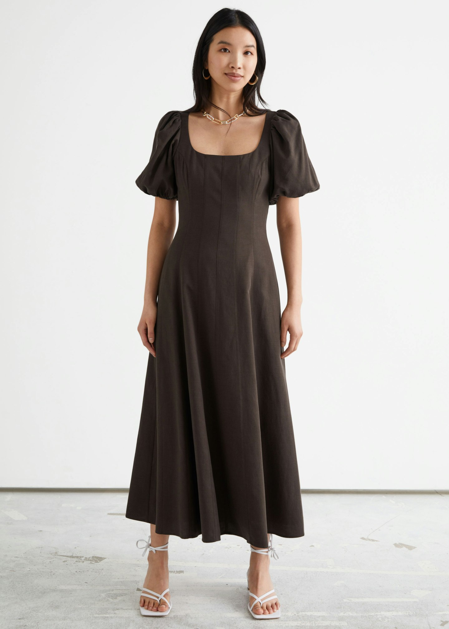 & Other Stories, Open-Back Puff-Sleeve Midi Dress, £95