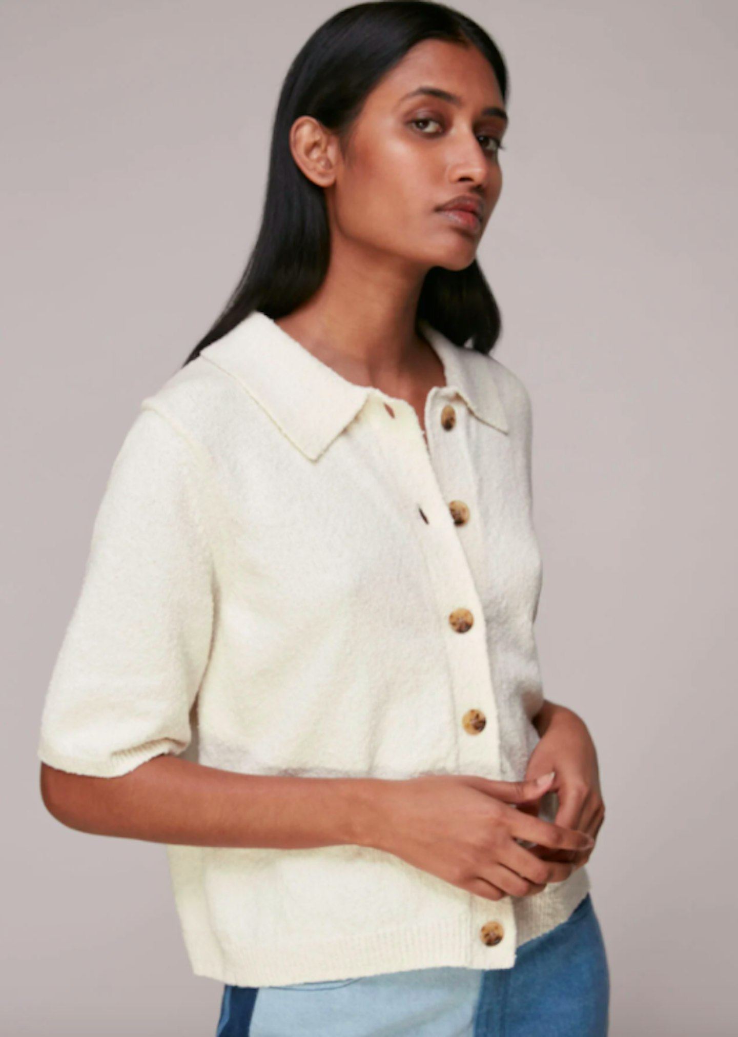 Whistles, Short Button-Front Polo Knit, £99