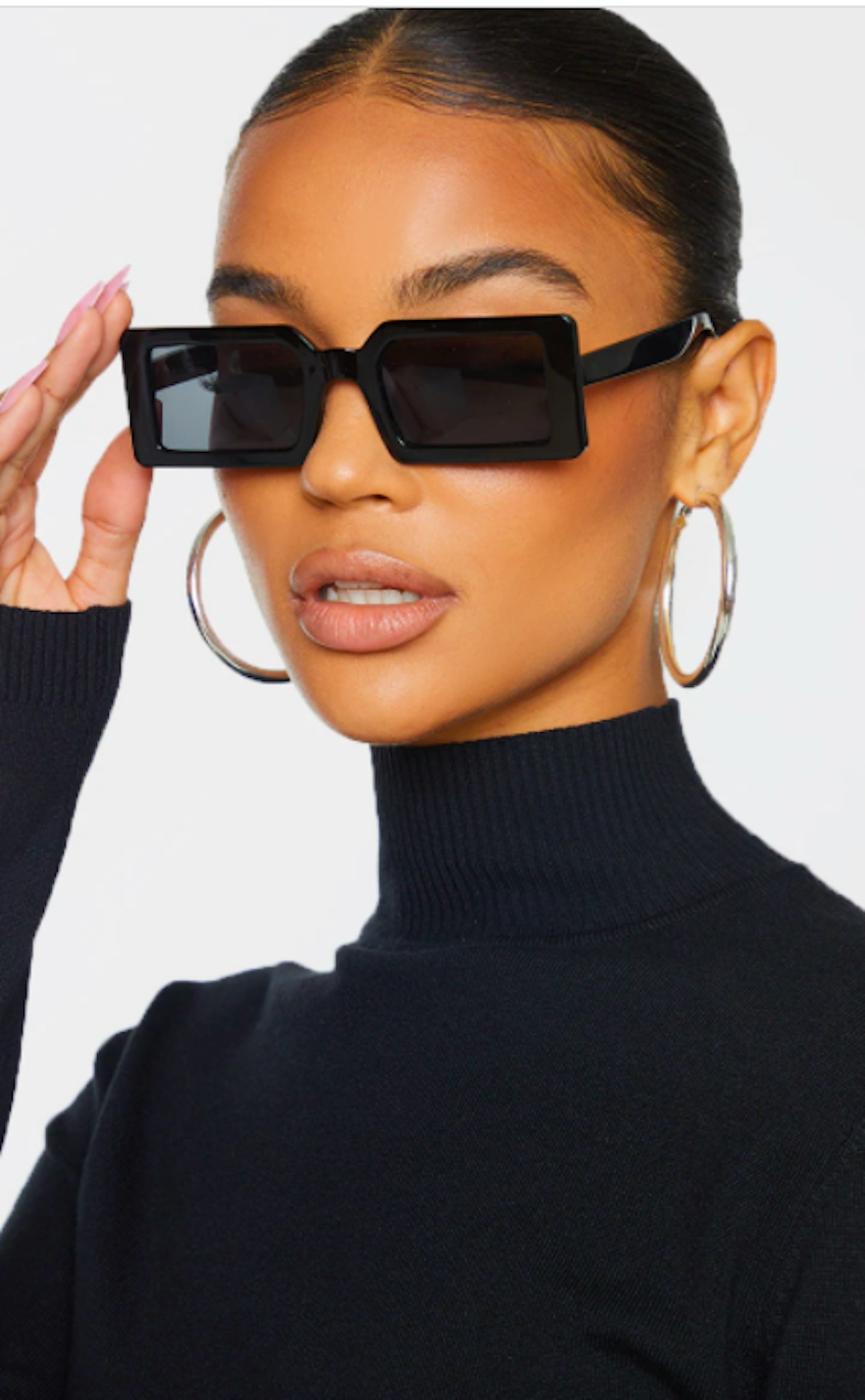 Black Squareframe Slimline Sunglasses