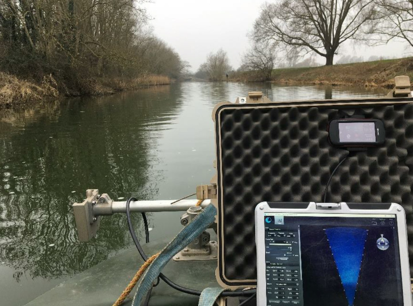 Our sonar equipment surveying for fish