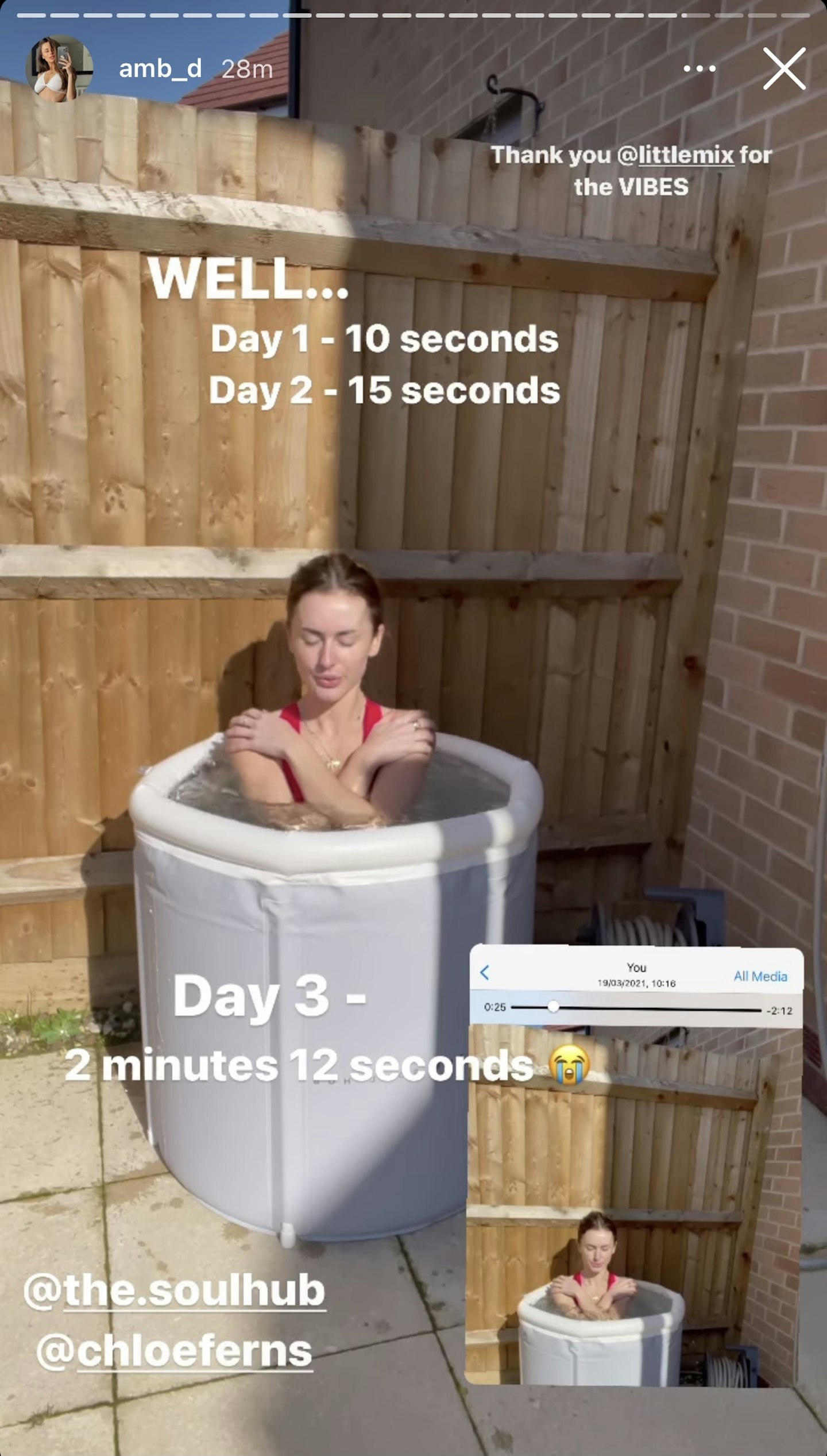 amber davies cold water therapy