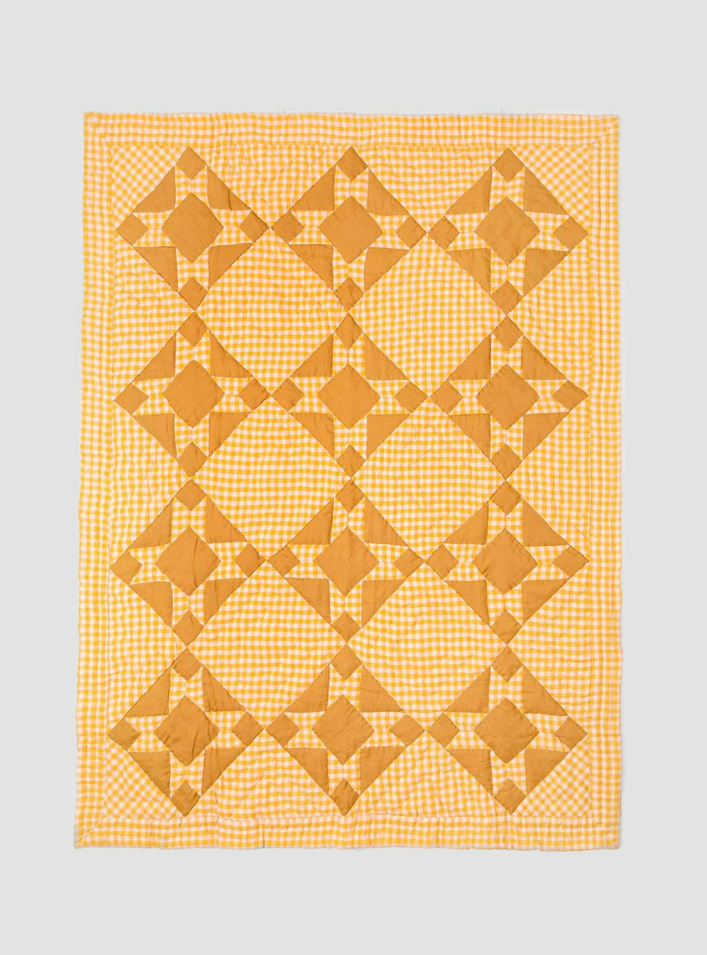 Projecktityyny, Wes Patchwork Gingham Quilt Mustard, £295