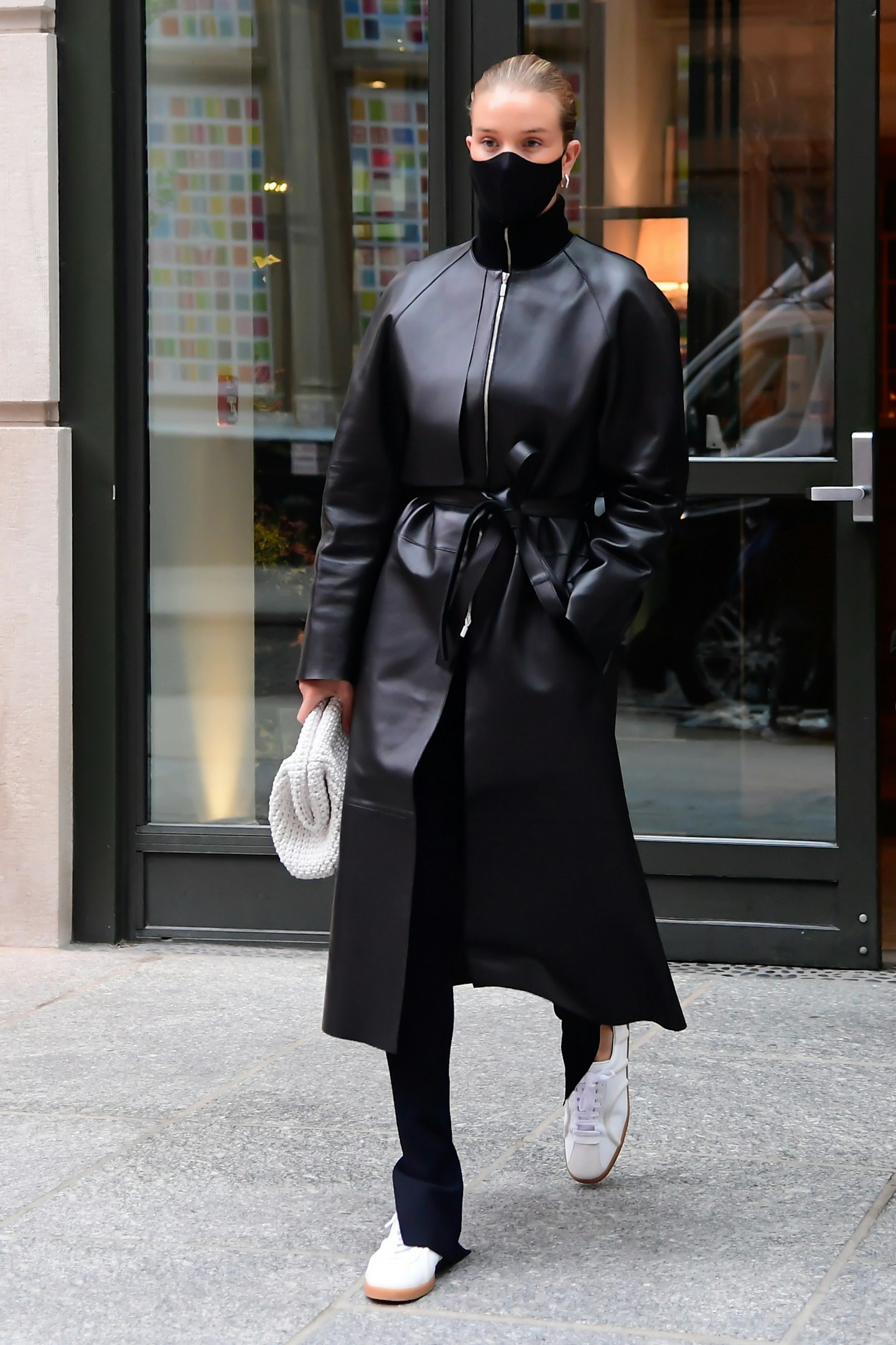 Rosie Huntington-Whiteley wearing an all-black outfit in New York