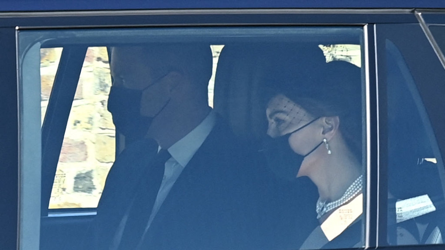 Kate Middleton and Prince William arrive for Prince Philip's funeral