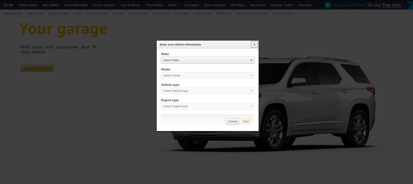 The Amazon Garage web page