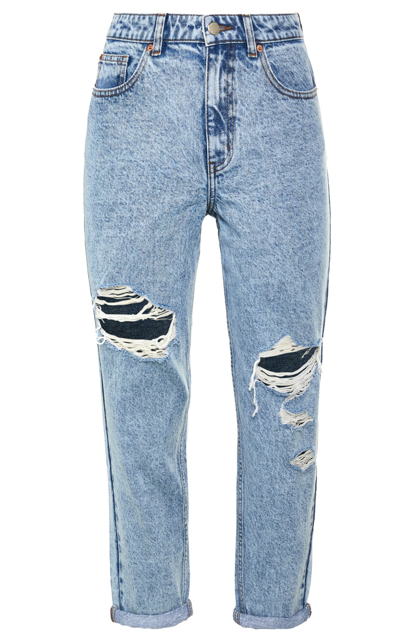 Primark, Blue Denim Wash Ripped Mom Jeans, £17