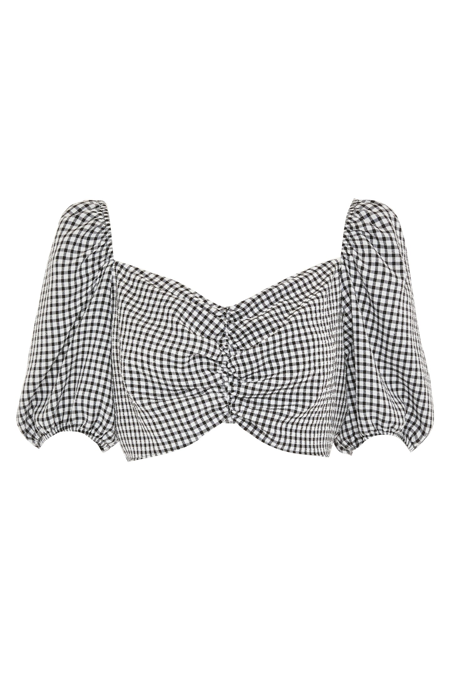 Primark, Black Check Rouched Sweetheart Crop Top, £8