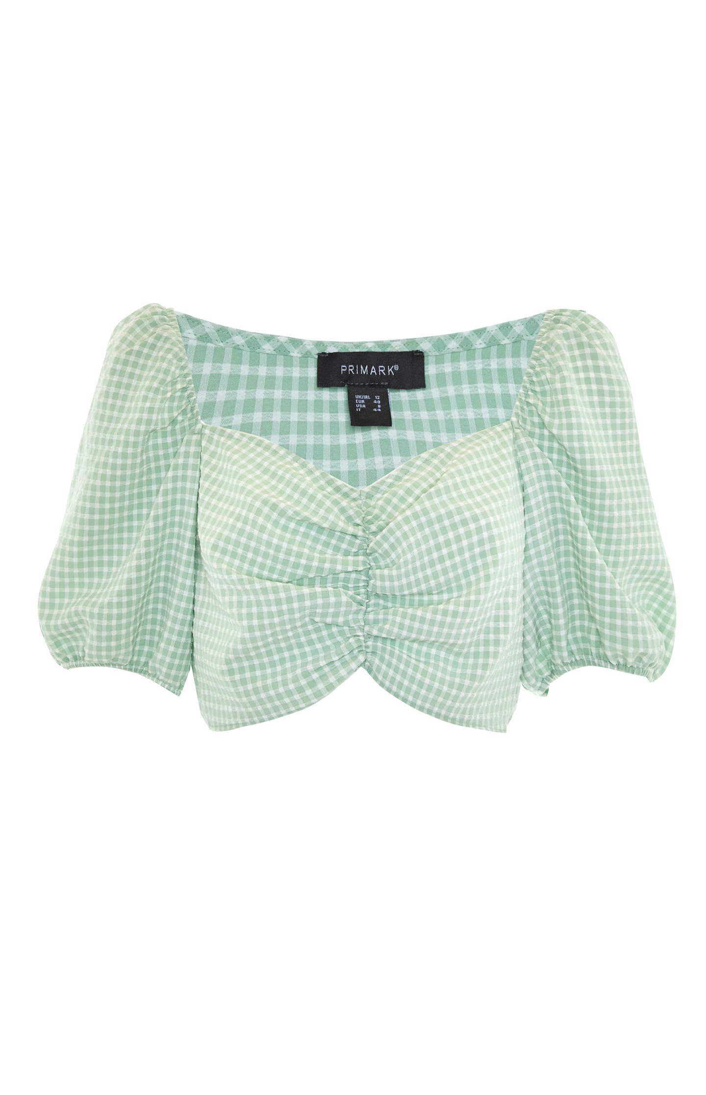Primark, Mint Green Gingham Rouched Crop Top, £8
