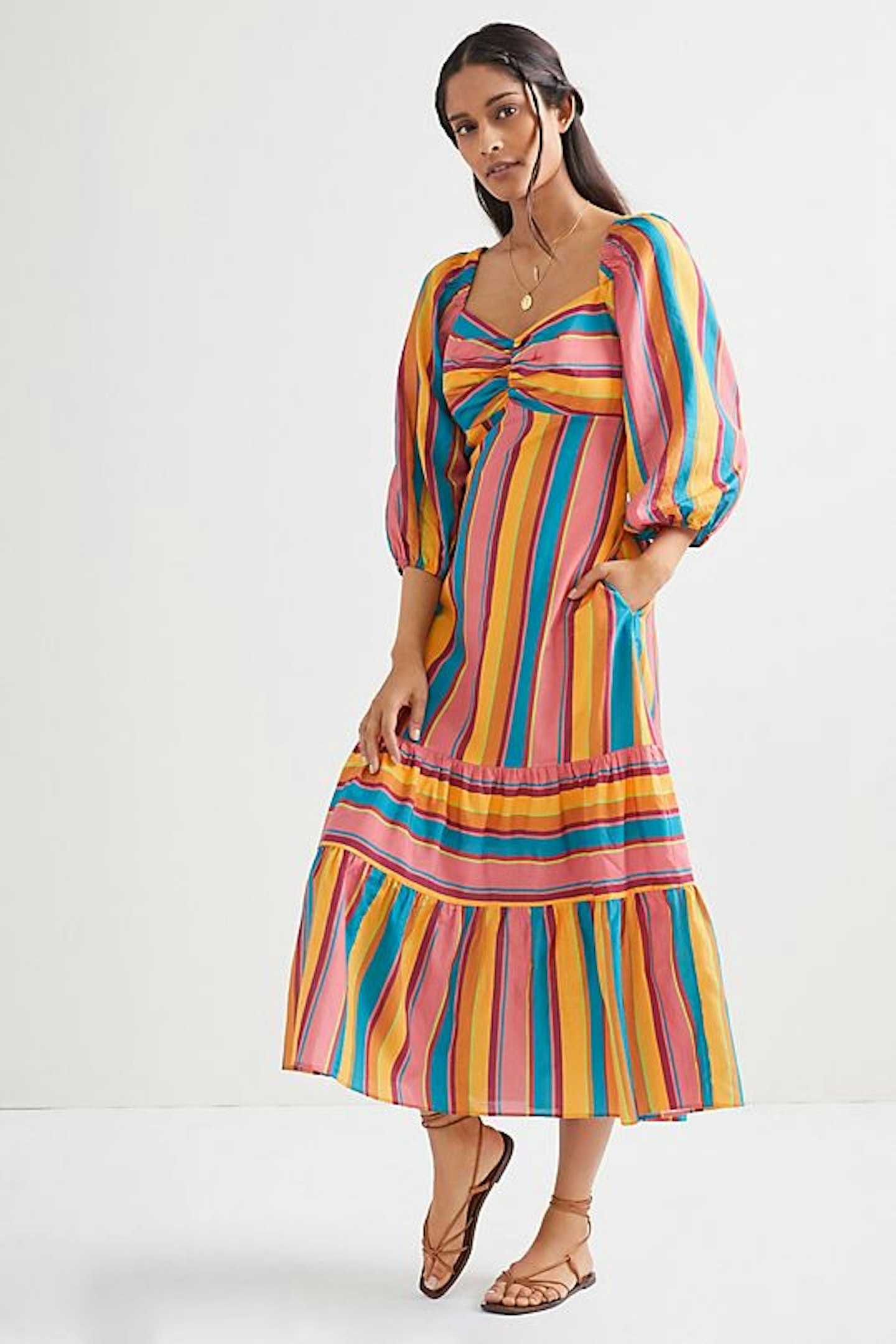 Anthropologie, Farm Rio Rainbow Stripe Midi Dress, £198