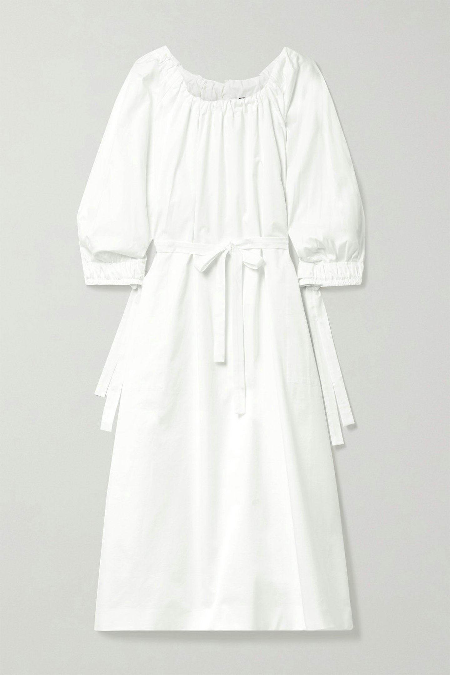 Mother Of Pearl, Zariah Belted Ruched Cotton-Blend Poplin Midi Dress, £175