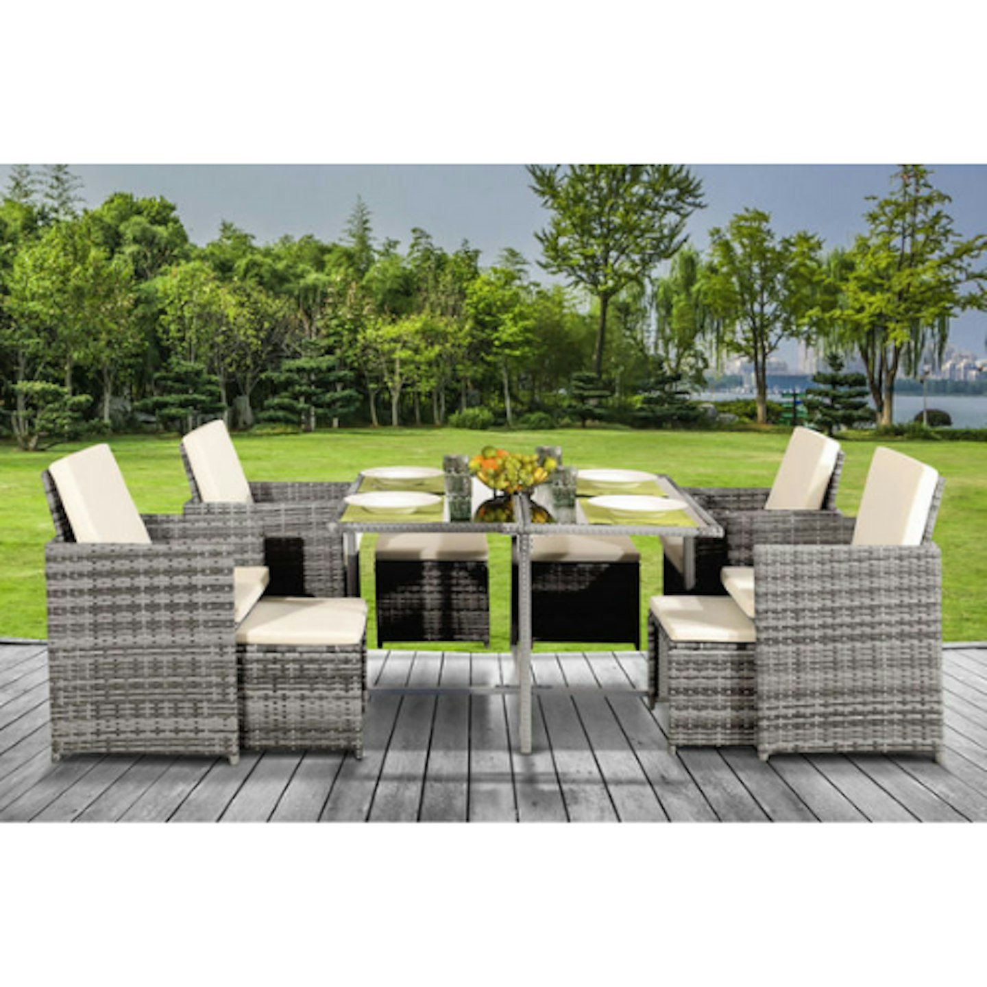 8-Seater Rattan Dining Set with Optional Cover
