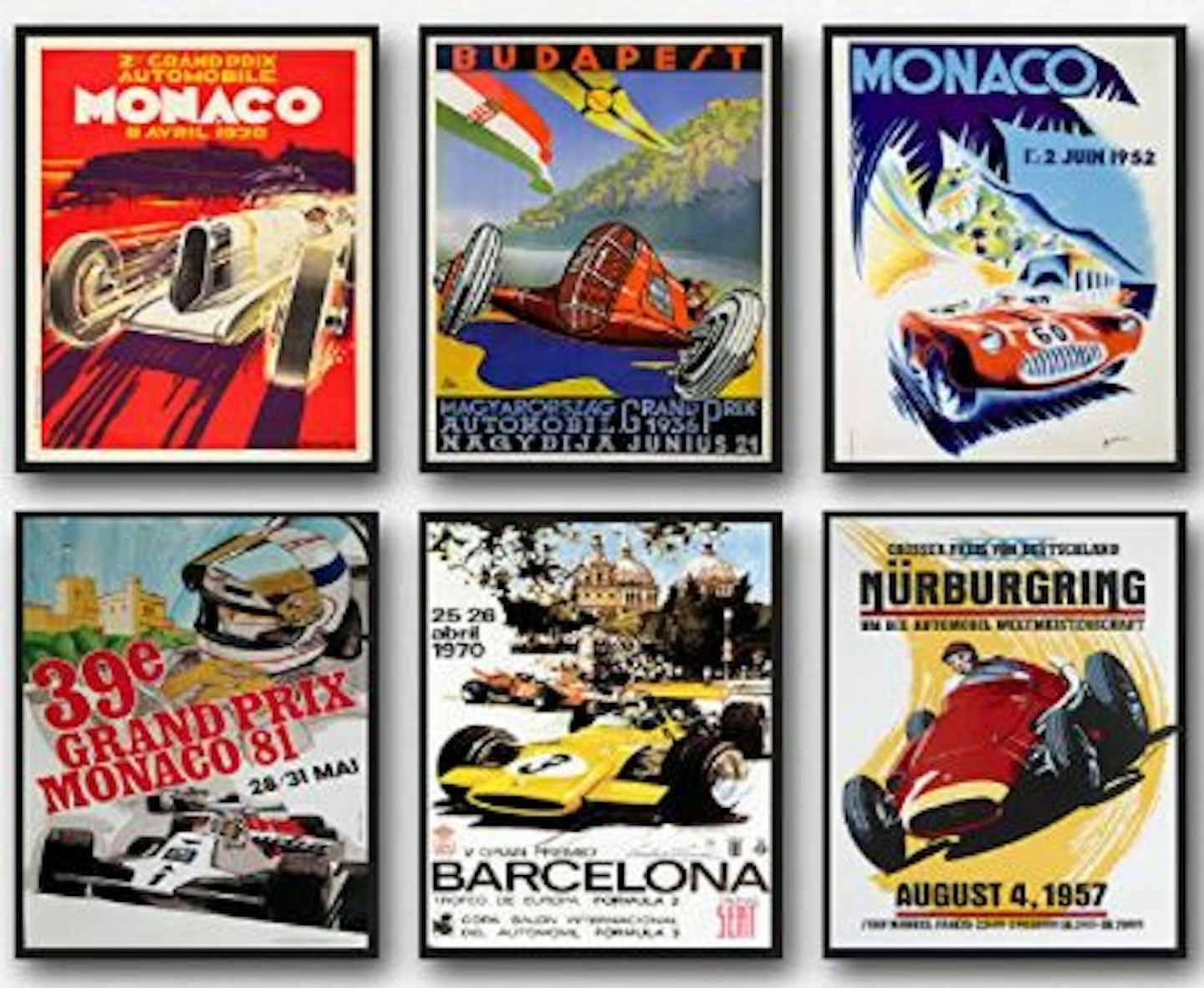 F1 Grand Prix Posters - Set of 6