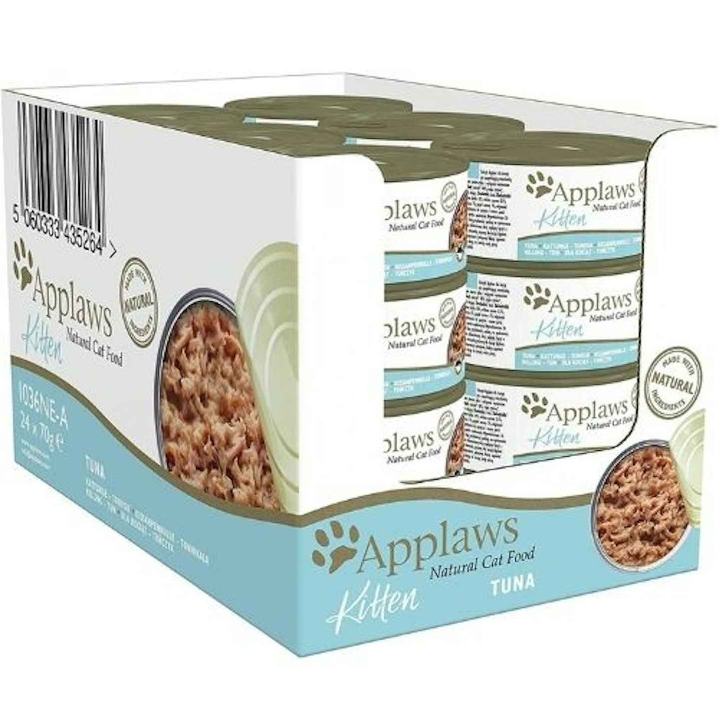 Applaws Natural Wet Kitten Food, Tuna in Broth 70 g Tin, 24 x 70 g