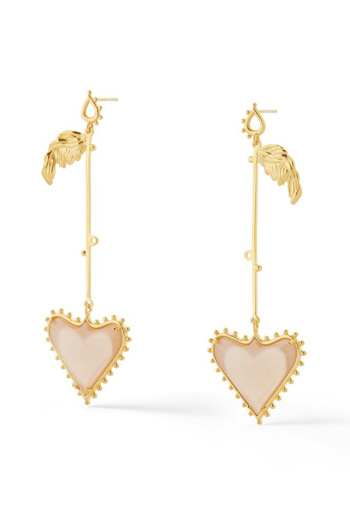 Motley, Gold Guinevere Drop Earrings With Peach Moonstone, Rent From £1