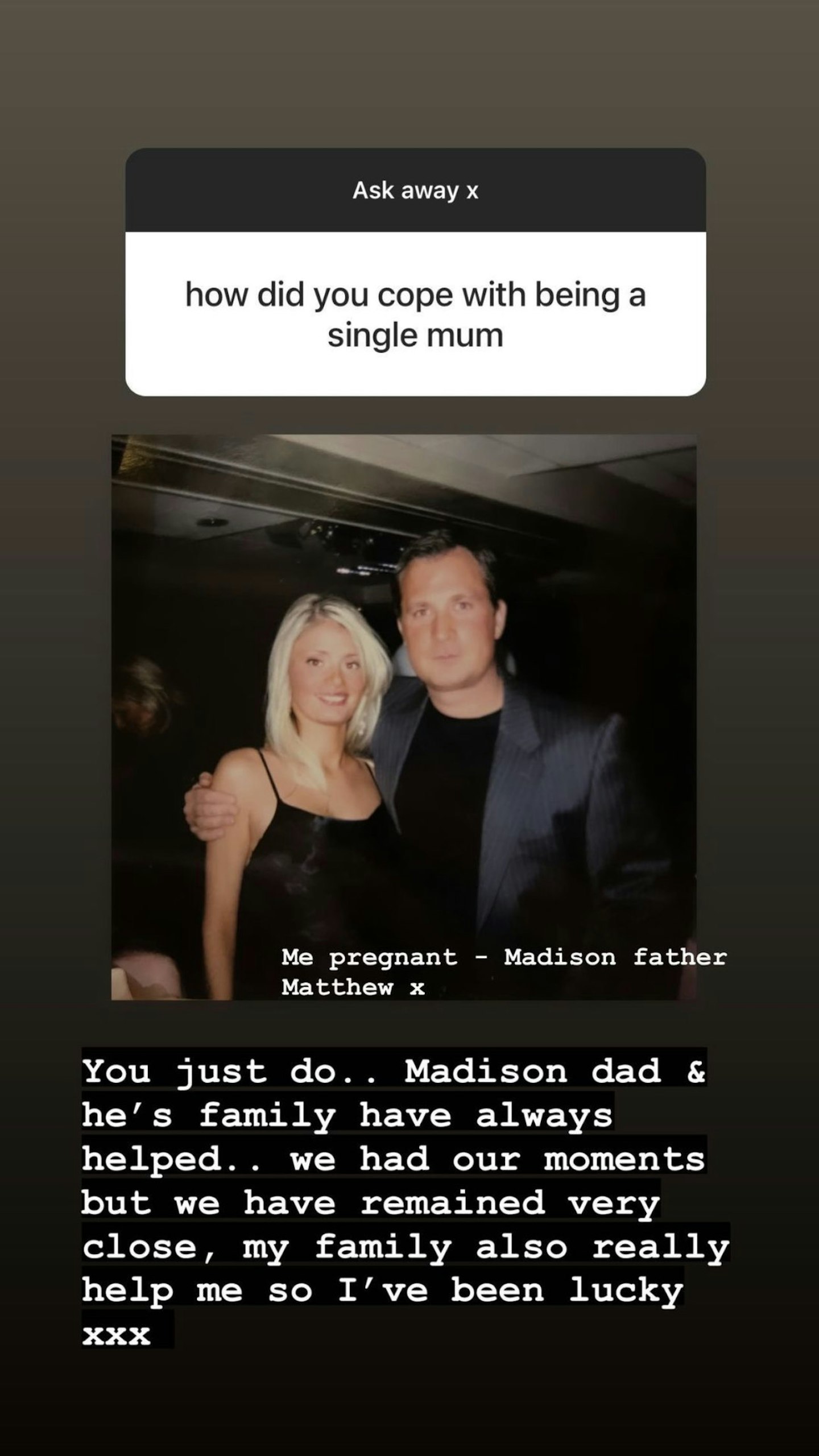 Chloe Sims daughter Madison dad throwback