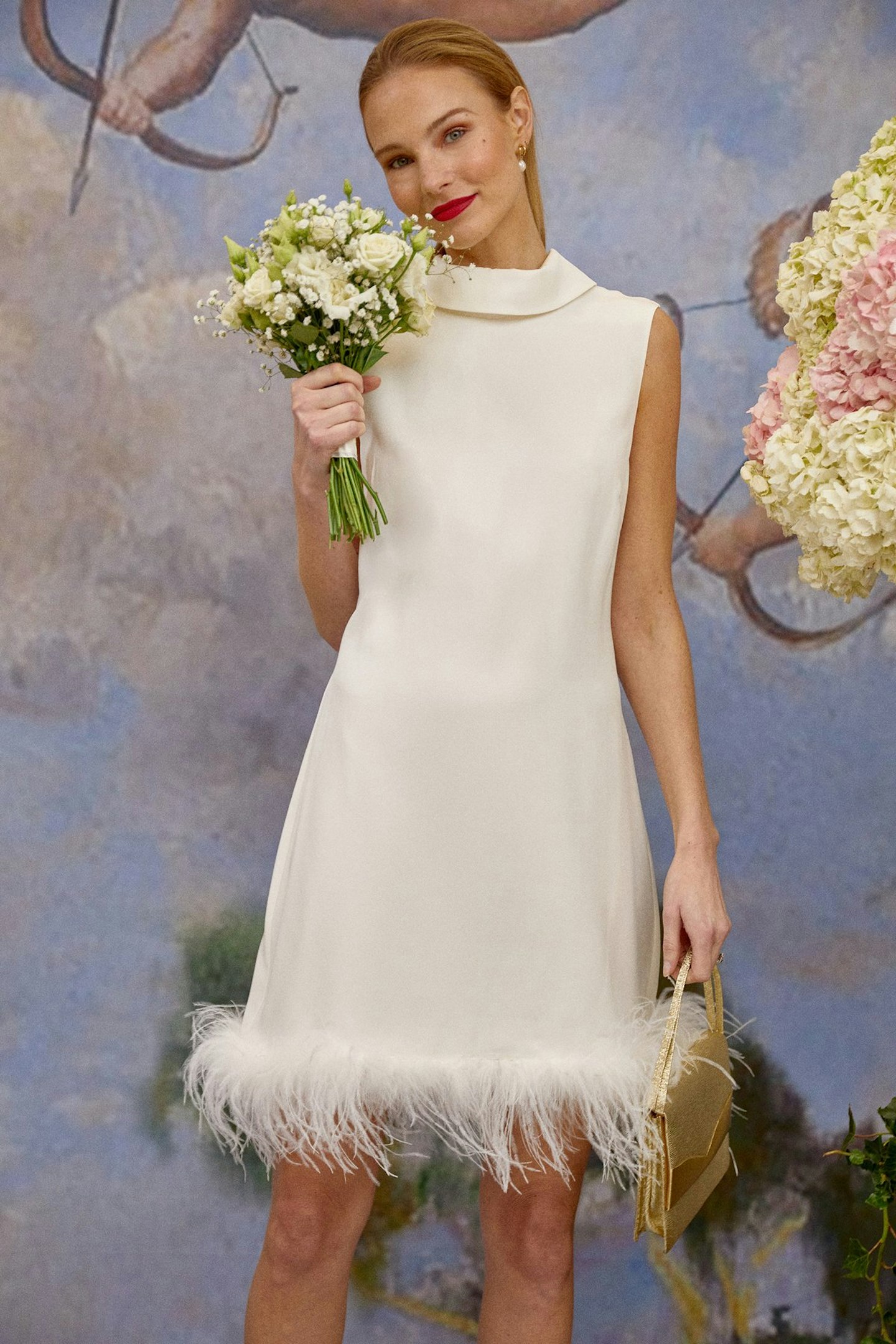 best high street wedding dresses Rixo, Silk Shift Dress With Feathers, £650