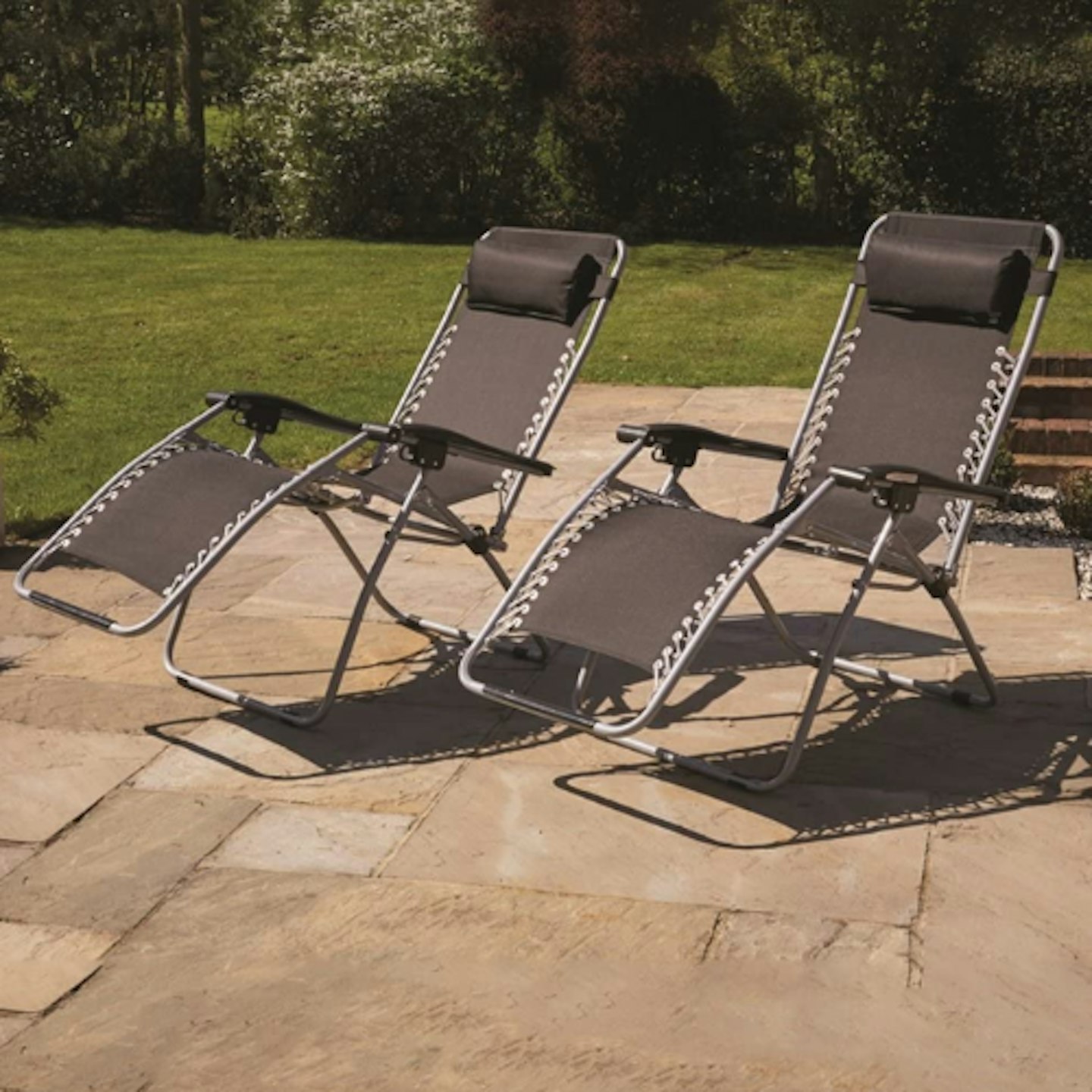 Kingfisher Reclining Zero Gravity Sun Chair Lounger - Twin Pack