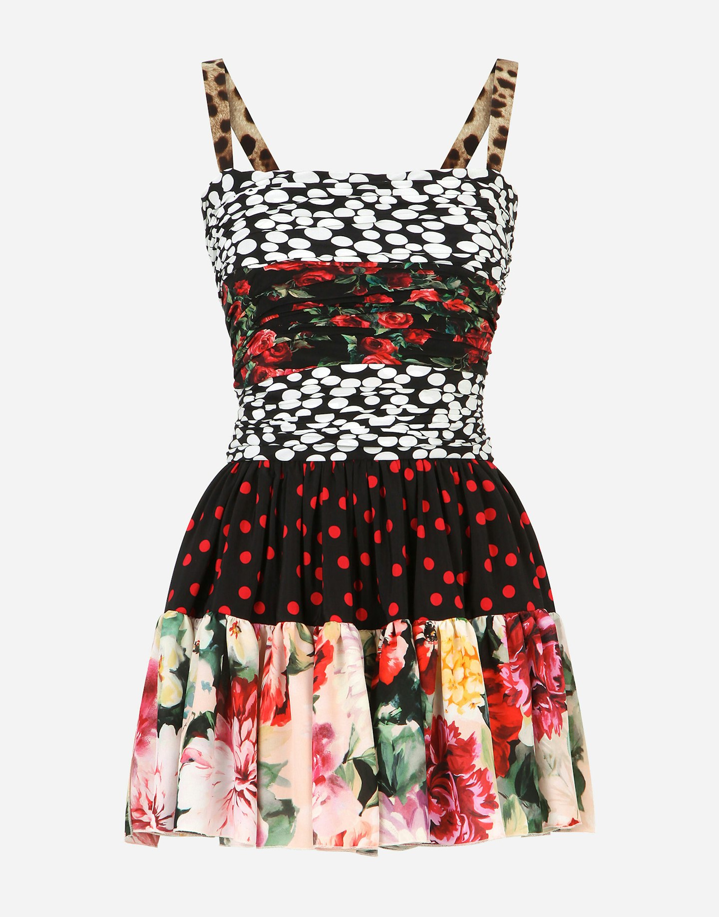 Dolce & Gabbana, Short Patchwork Crepe-De-Chine And Charmeuse Dress, £1,750