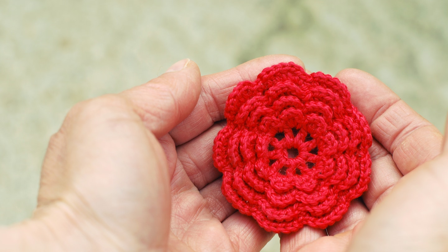 Red Crochet Flower