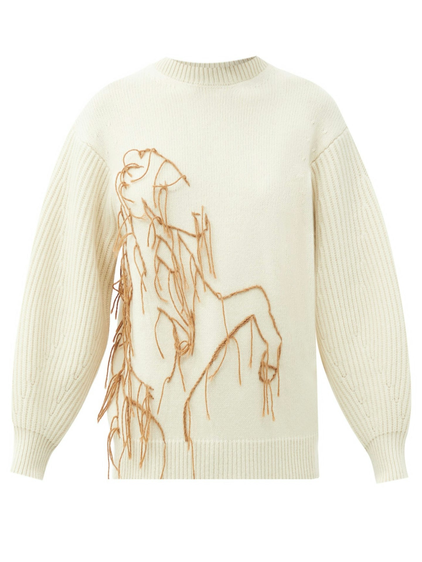 Ssu014dne, Joanie Embroidered Recycled-Cashmere Sweater, £473