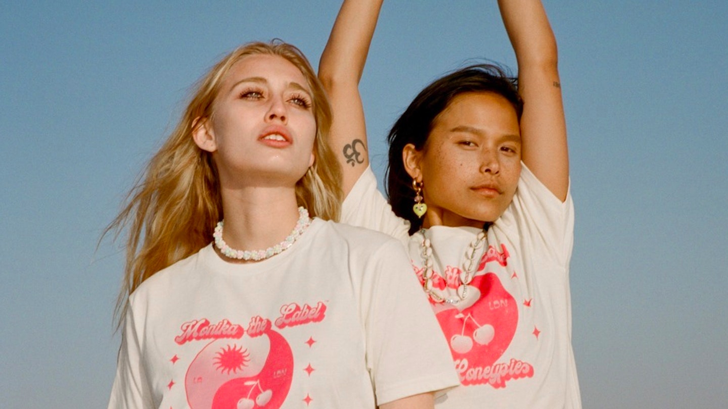 Two models wearing white tees from Monika The Label