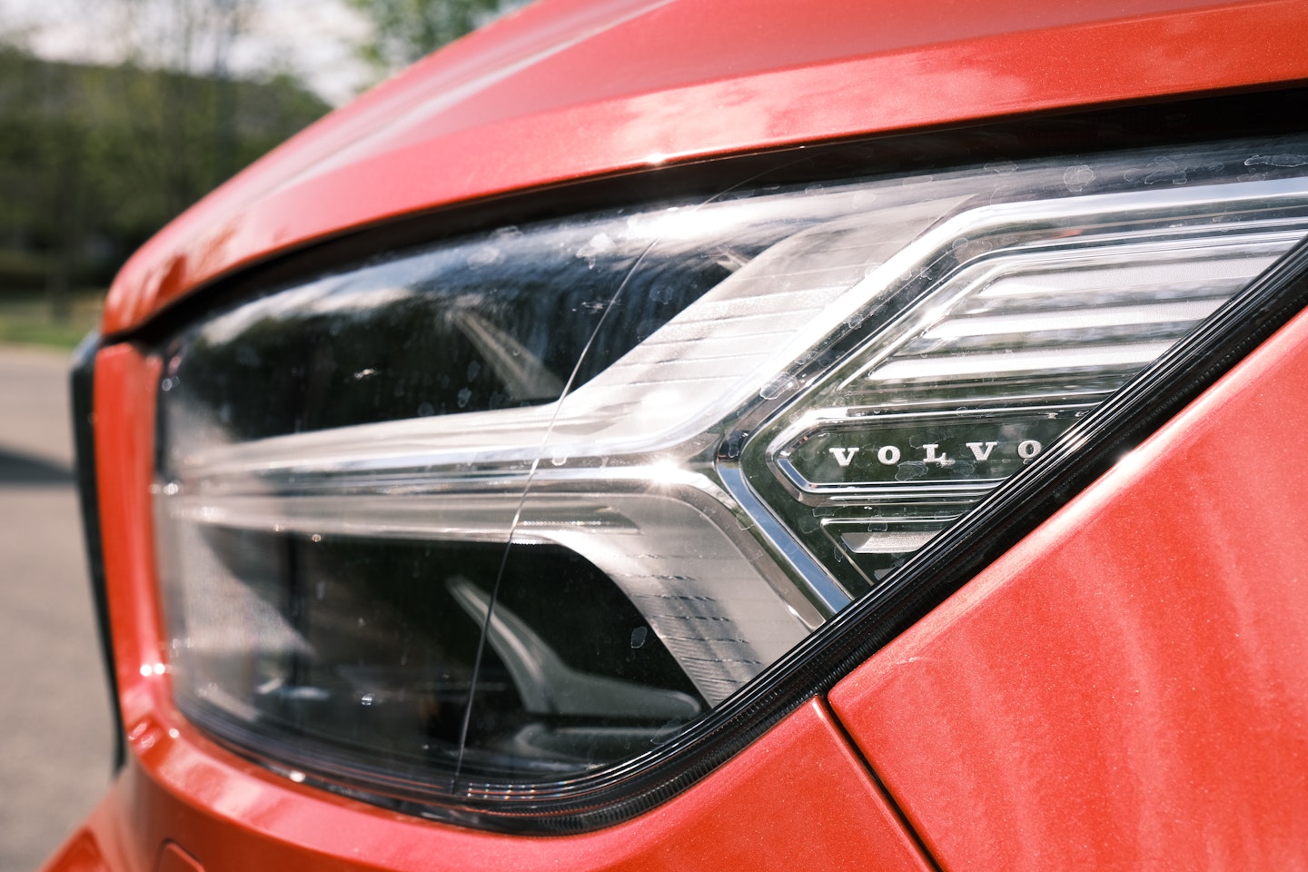 Closeup of Volvo headlight using Fujifilm X-S10