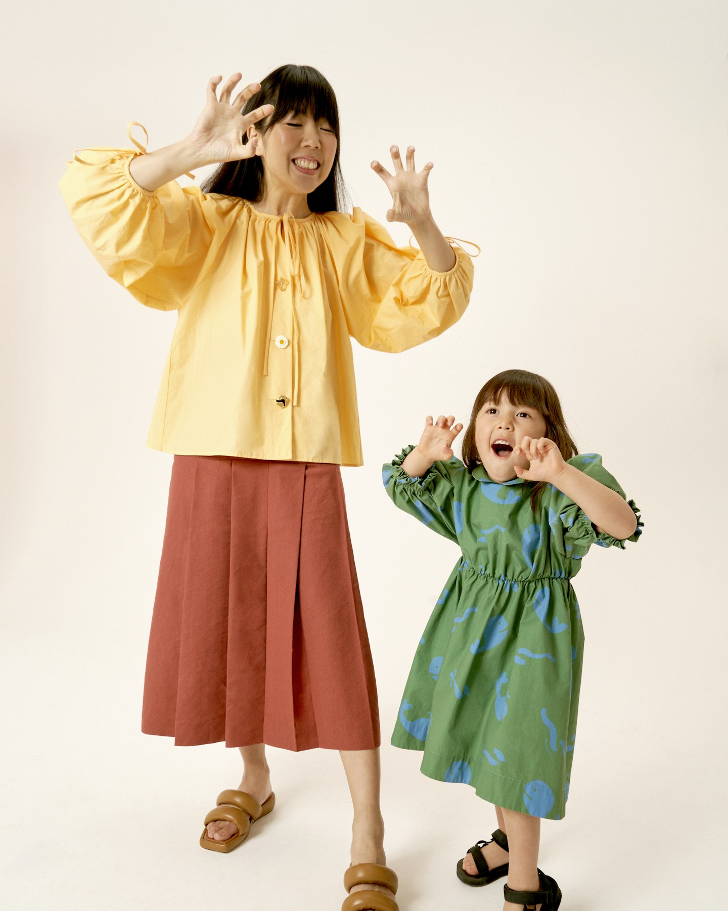 Susie Lau and her daughter Nico wearing the collection from Rejina Pyo