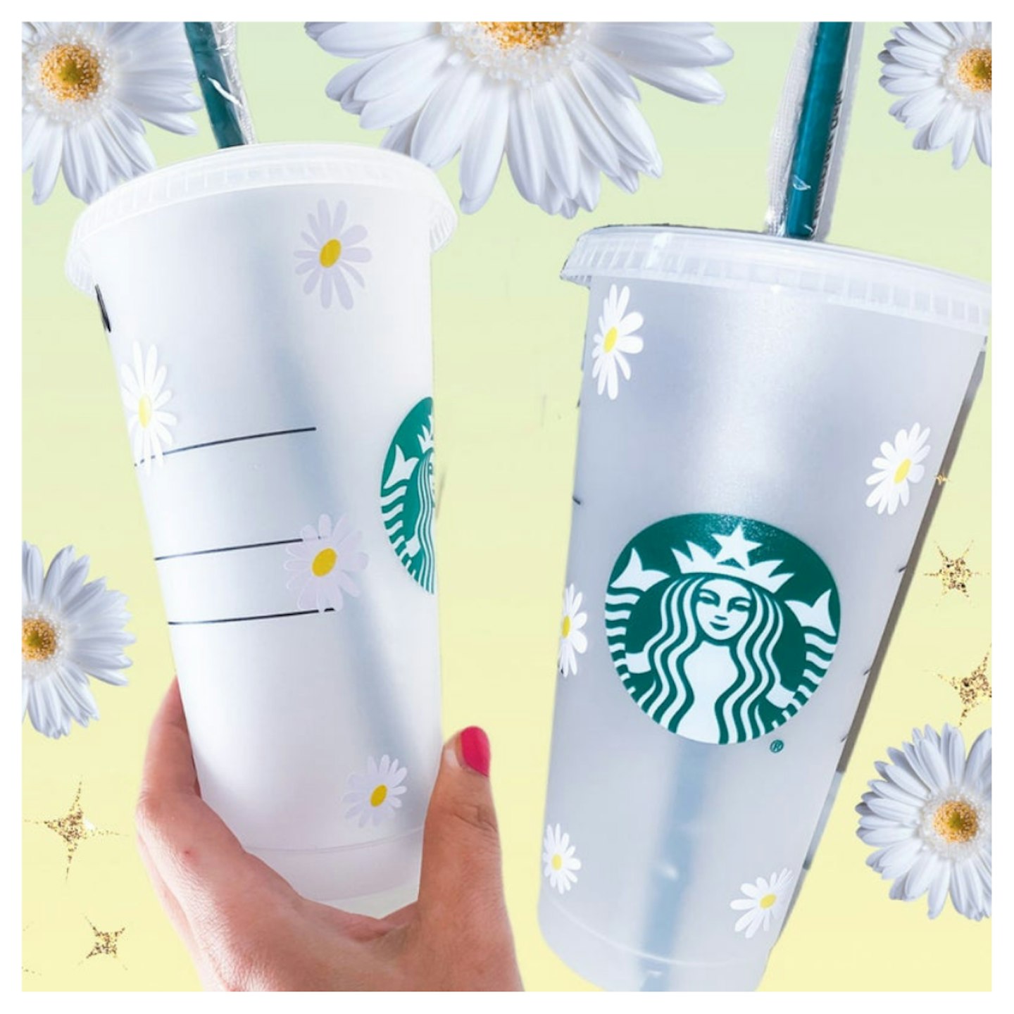 Starbucks Cold Cups UK with Daisy Print