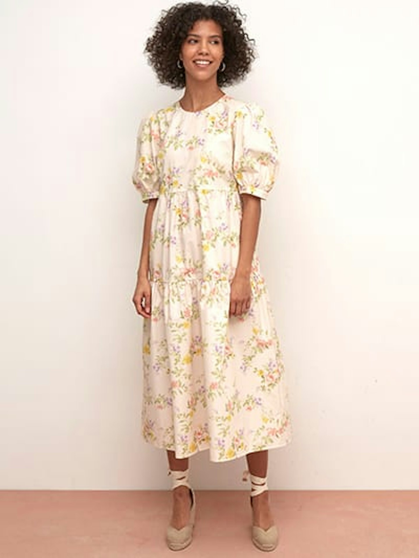 Nobody's Child, Cream Floral Smock Midi Dress, £39