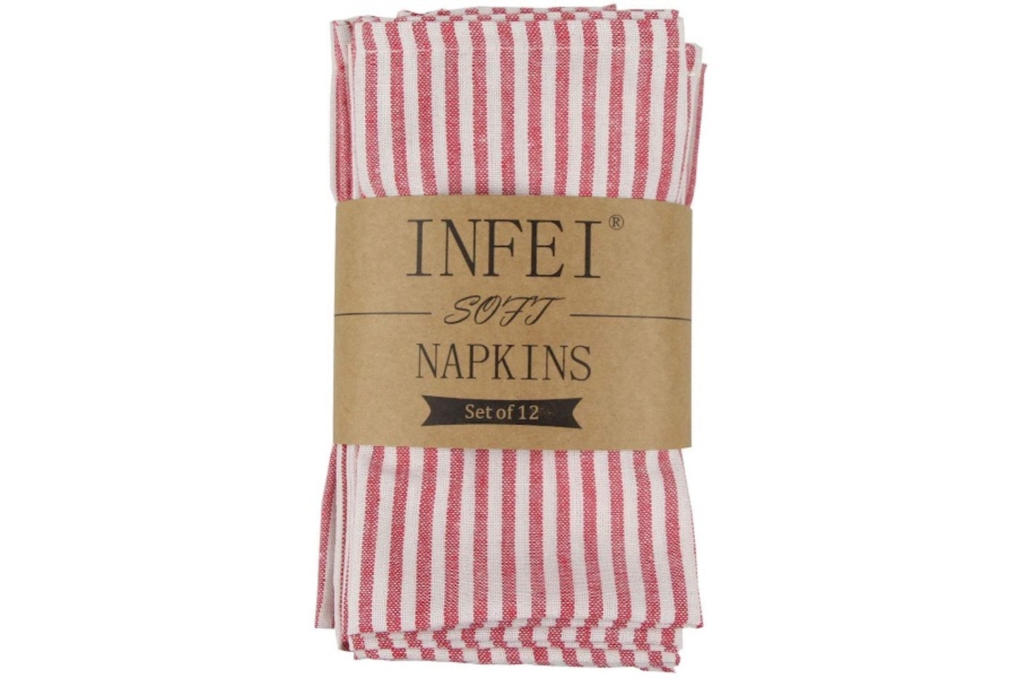 Soft Plain Striped Linen Cotton Dinner Cloth Napkins - Set of 12