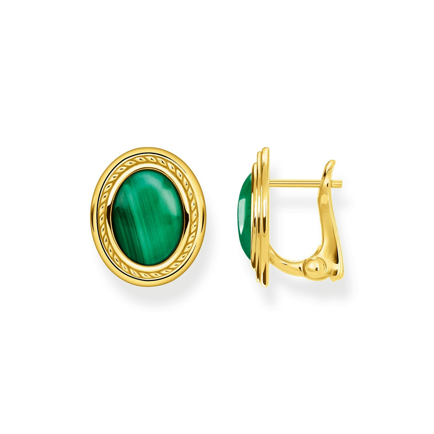 Ear Studs In Gold with Green Stone, £198
