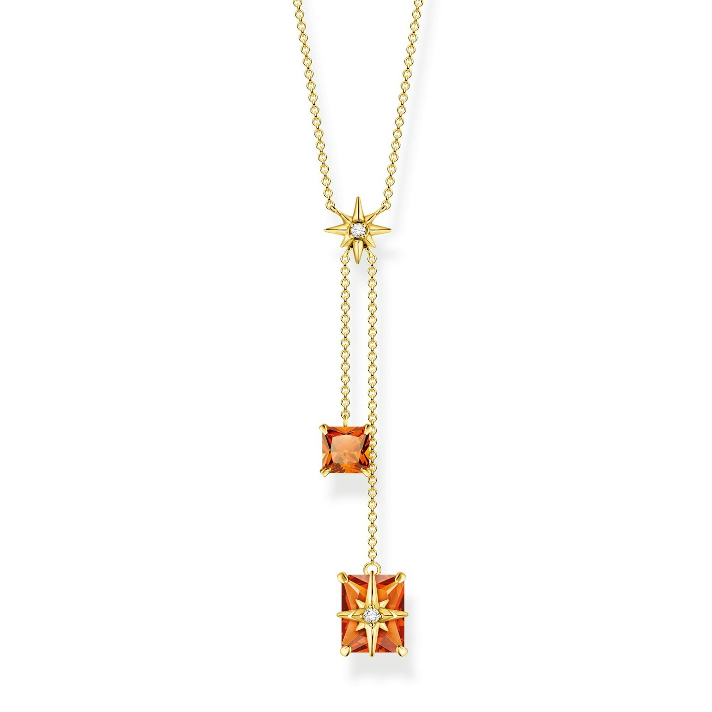 Orange Stone Necklace with Gold Star, £259