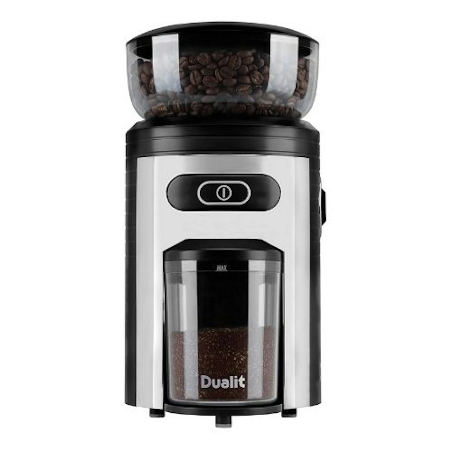 Dualit burr coffee grinder on white background