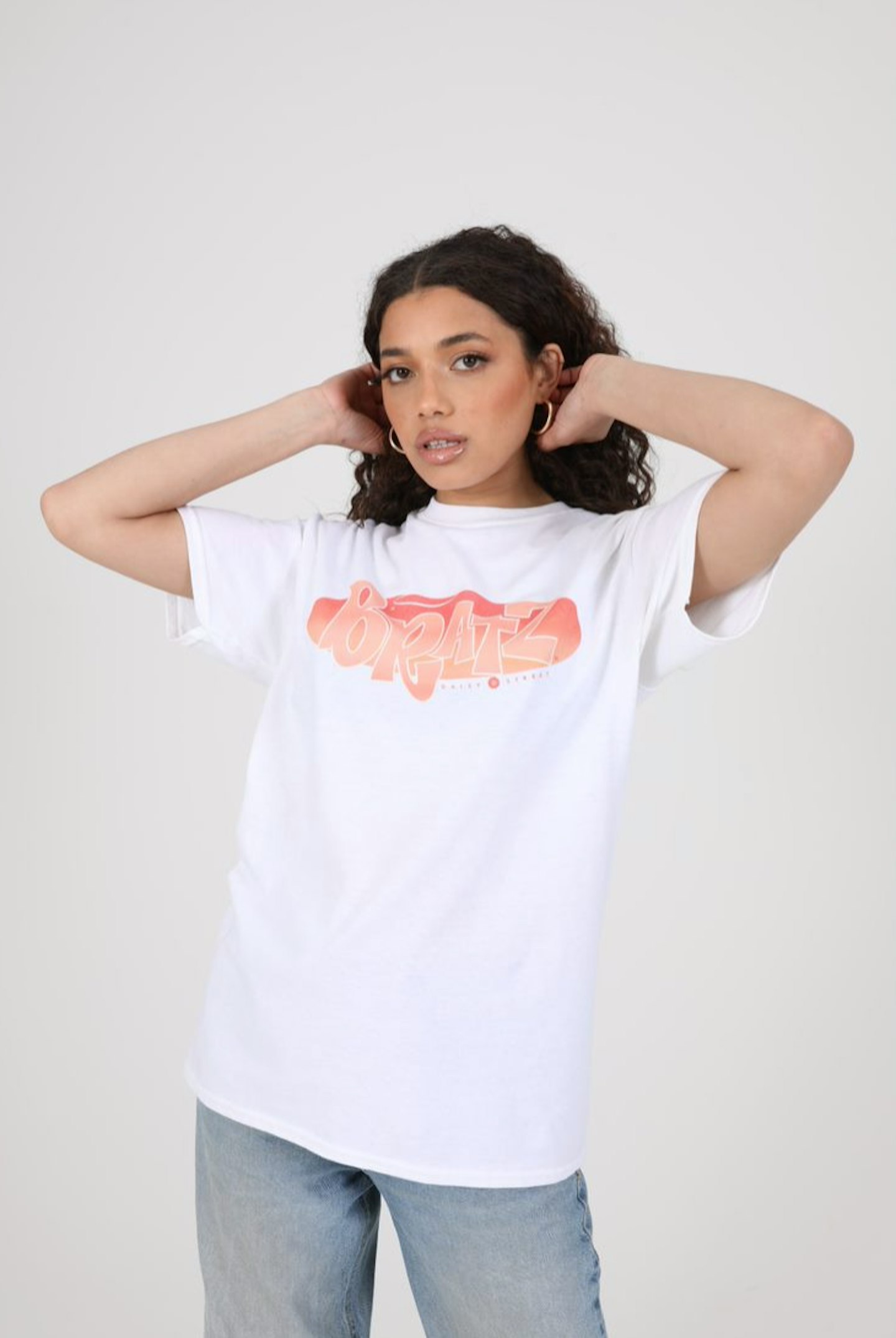 RELAXED T-SHIRT WITH LOGO IN GRADIENT PEACH