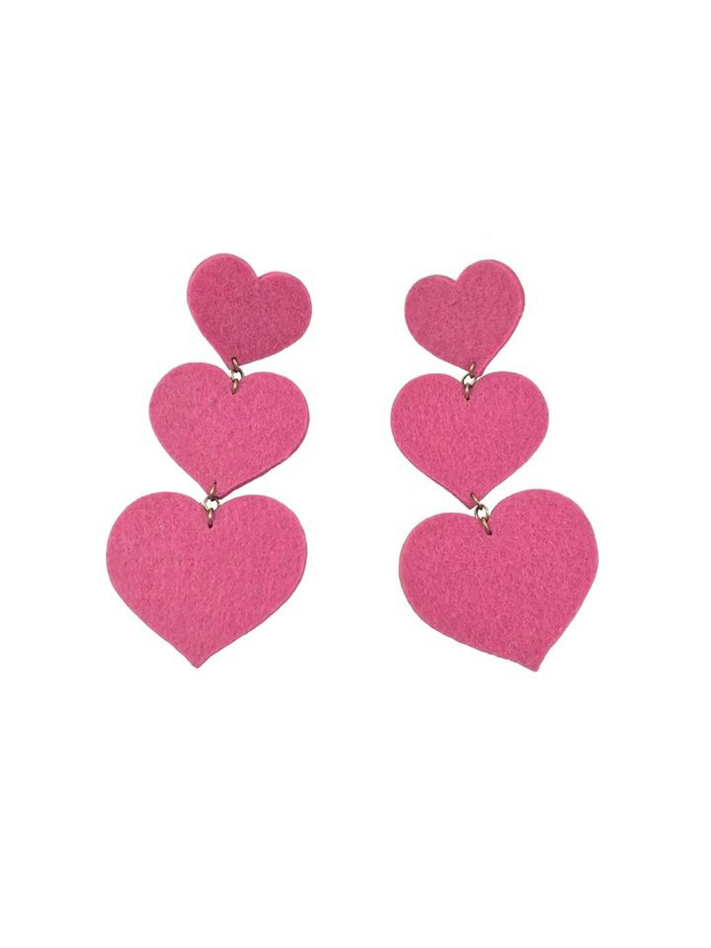 Daddybones, Pink Triple Heart Earrings, £31.77