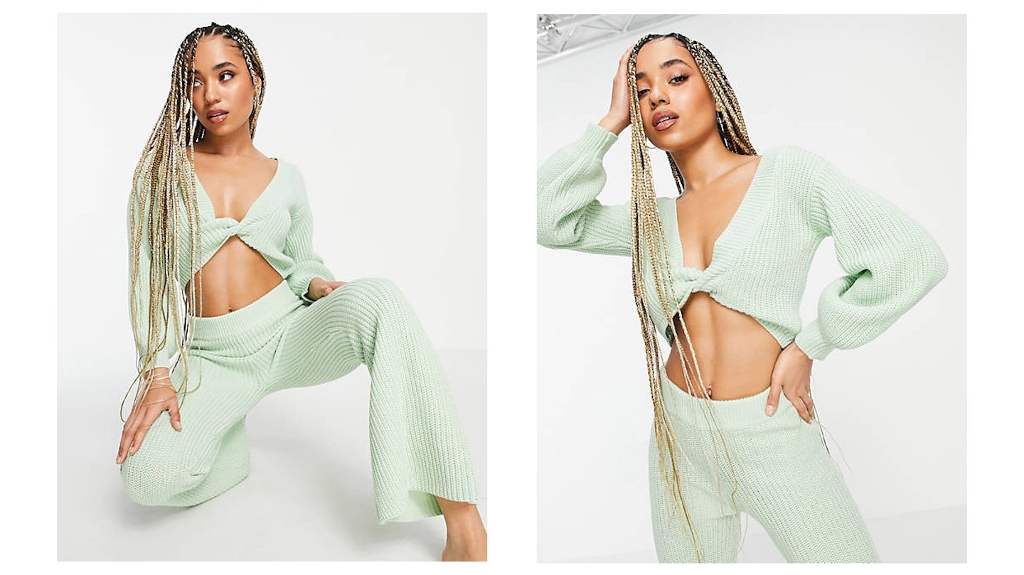 ASOS DESIGN mix & match knitted loungewear set in green