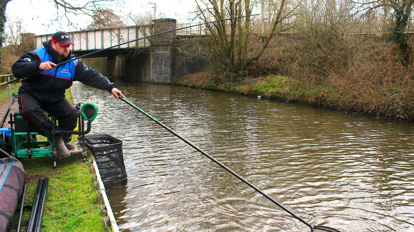 Pole fishing for big canal fish