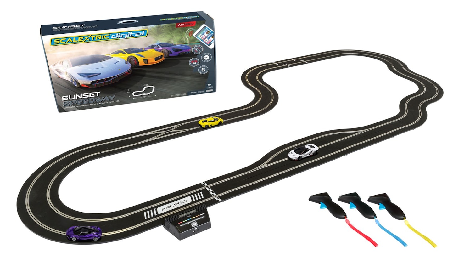 Scalextric Sunset Speedway set on test
