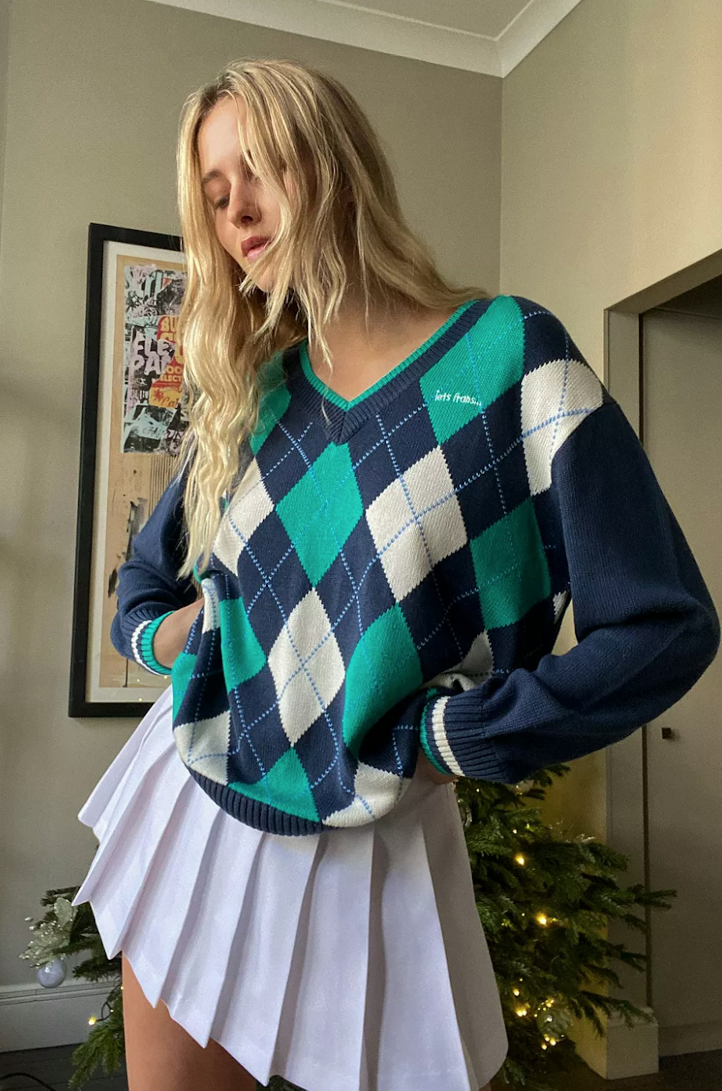 iets frans... Argyle Knit Boyfriend Jumper