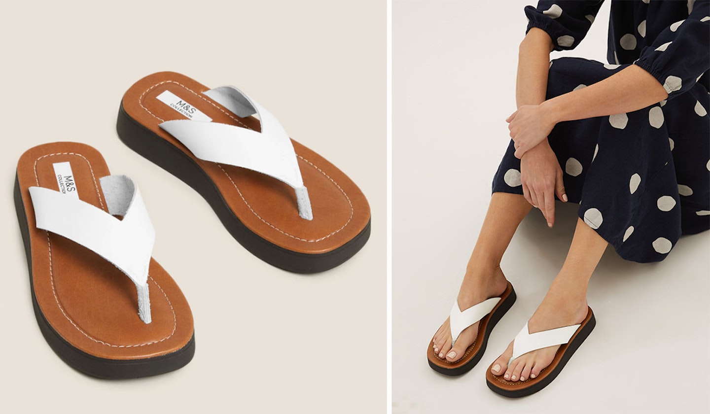 M&S flat form flip flops sandals