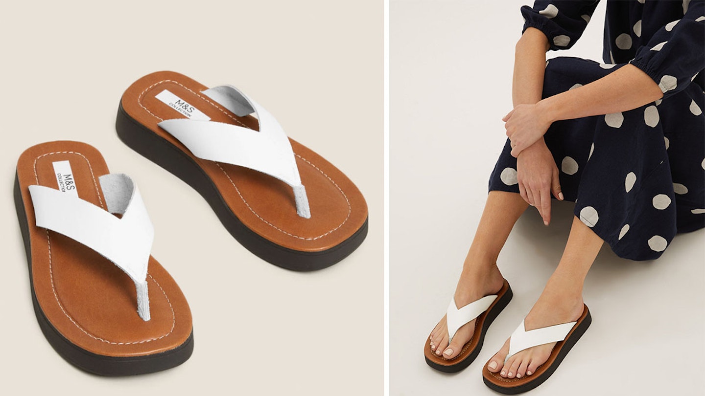 M&S flat form flip flops sandals