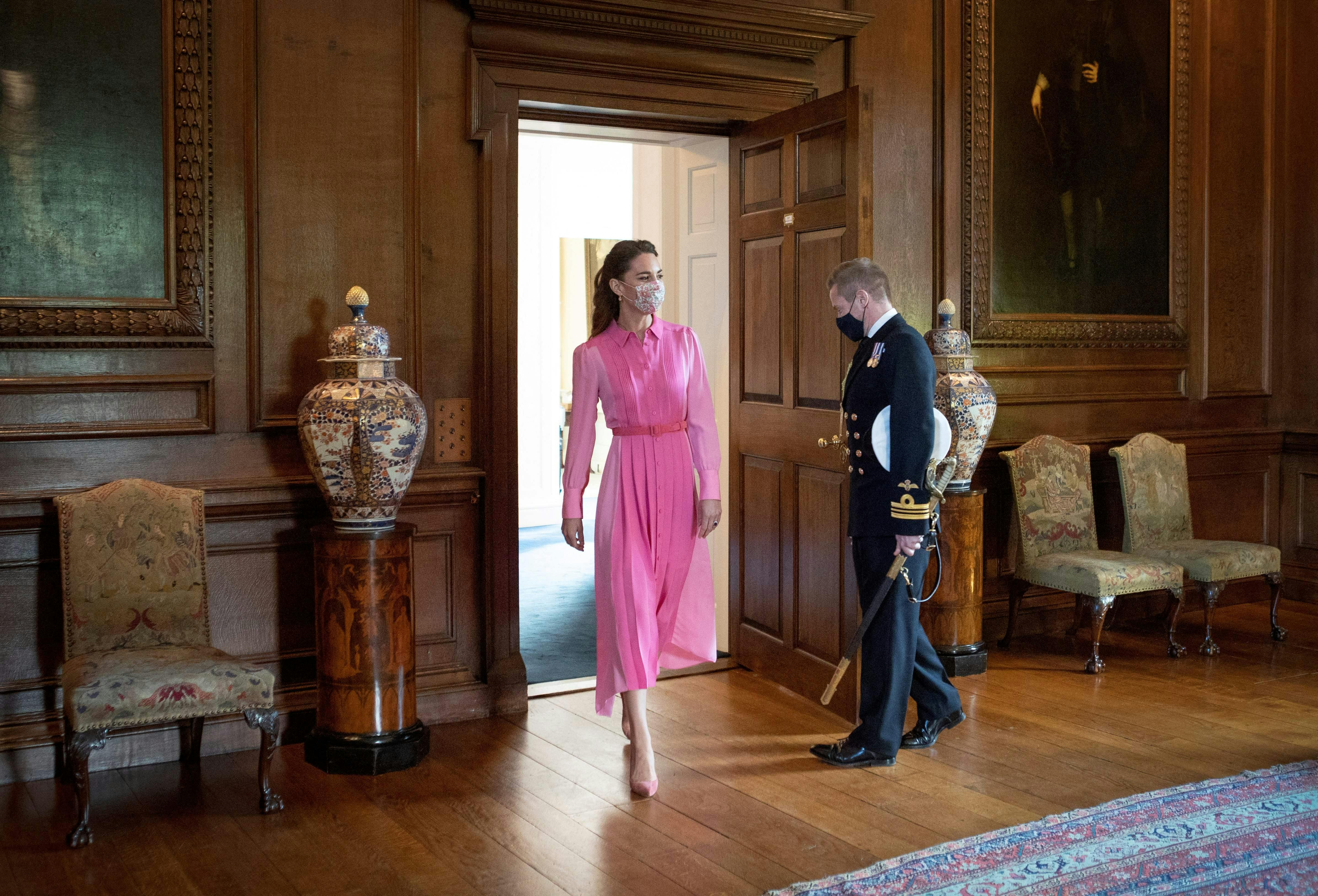 kate middleton pink shirt dress Kate Middleton's Baby-Pink Dress Is Perfect for Summer