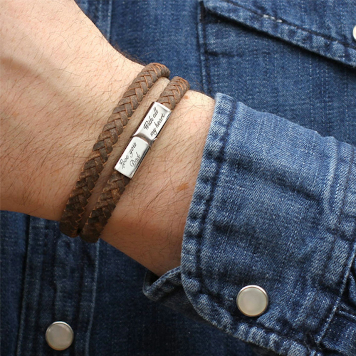 First Father's Day Gifts: Personalised Men's Double Leather Wrap Bracelet
